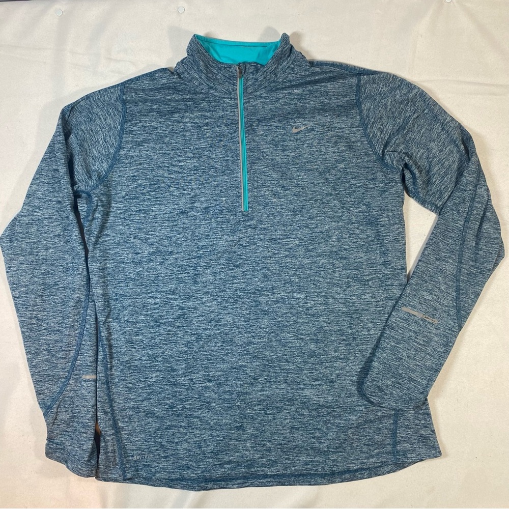 Nike Sweater Mens XL Teal Blue Running Dri-Fit Element 1/4 Zip Pullover Active